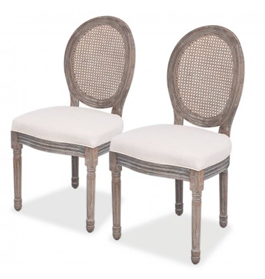  Valgomojo kėdės, 2vnt., kreminės spalvos, audinys - Valgomojo Kėdės - 1