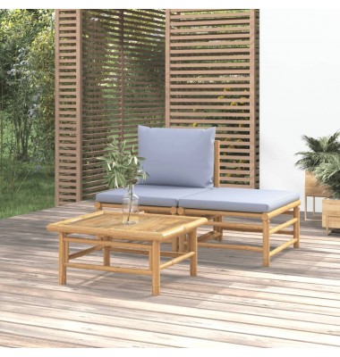  Sodo komplektas su pilkomis pagalvėlėmis, 3 dalių, bambukas - Moduliniai lauko baldai - 1