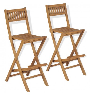  Sulankstomos lauko baro kėdės, 2 vnt., tikmedžio mediena - Lauko kėdės - 1