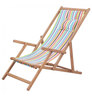  Sulankstoma paplūdimio kėdė, audinys ir medinis rėmas, įv. sp. - Lauko kėdės - 1