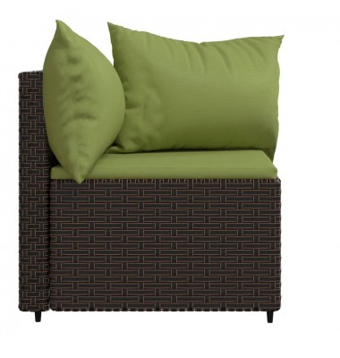 Kampinės sofos dalys su pagalvėlėmis, 2vnt., rudos, poliratanas - Lauko sofos, lovos - 6