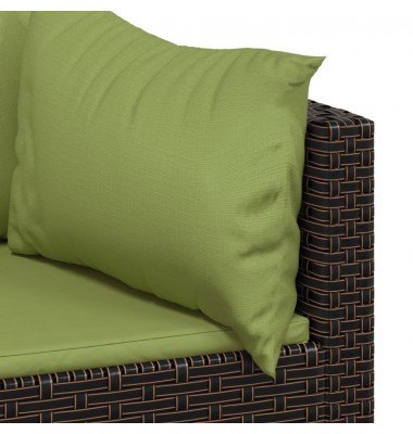  Kampinės sofos dalys su pagalvėlėmis, 2vnt., rudos, poliratanas - Lauko sofos, lovos - 7