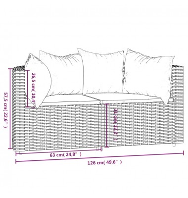  Kampinės sofos dalys su pagalvėlėmis, 2vnt., rudos, poliratanas - Lauko sofos, lovos - 9