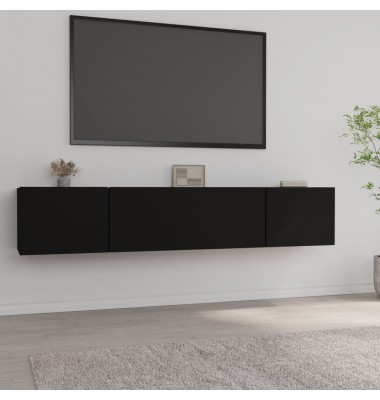  Televizoriaus spintelės, 2vnt., juodos, 80x30x30cm, mediena - TV spintelės - 1