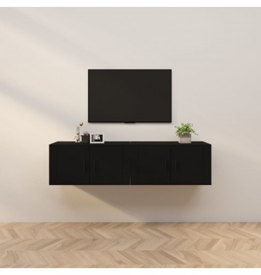  Sieninės televizoriaus spintelės, 2vnt., juodos, 80x34,5x40cm - TV spintelės - 1