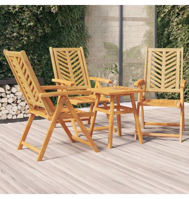  Atlošiamos sodo kėdės, 3vnt., akacijos medienos masyvas - Lauko kėdės - 1