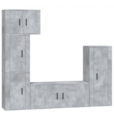  TV spintelių komplektas, 5 dalių, betono pilkas, mediena - TV spintelės - 2