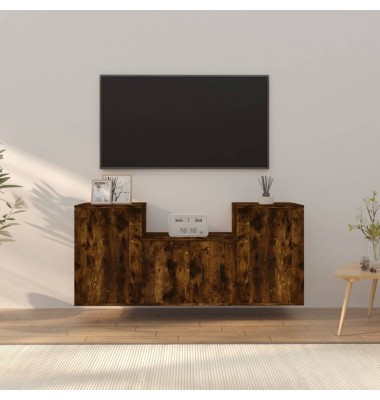  TV spintelių komplektas, 3 dalių, dūminio ąžuolo, mediena - TV spintelės - 1