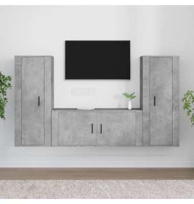  TV spintelių komplektas, 3 dalių, betono pilkas, mediena - TV spintelės - 1