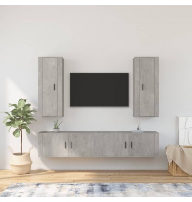  TV spintelių komplektas, 4 dalių, betono pilkas, mediena - TV spintelės - 1