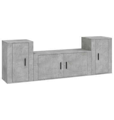  TV spintelių komplektas, 3 dalių, betono pilkas, mediena - TV spintelės - 2