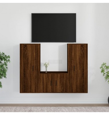  TV spintelių komplektas, 3 dalių, rudas ąžuolo, mediena - TV spintelės - 1