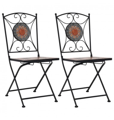  Mozaikinės bistro kėdės, 2 vnt., oranžinės/pilkos spalvos - Lauko kėdės - 1