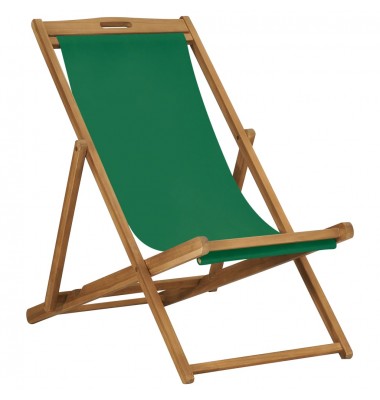  Sulankstoma paplūdimio kėdė, žalia, tikmedžio medienos masyvas - Lauko kėdės - 1