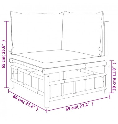  Sodo komplektas su kreminėmis pagalvėlėmis, 8 dalių, bambukas - Lauko baldų komplektai - 9