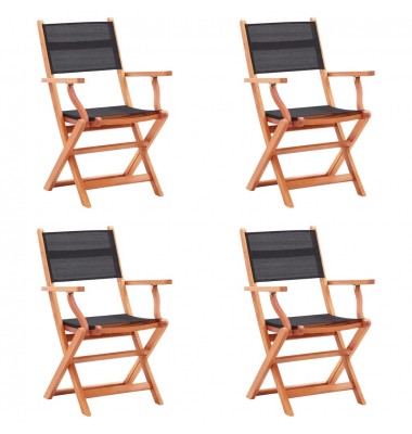  Sodo kėdės, 4vnt., juodos, eukalipto masyvas ir tekstilenas - Lauko kėdės - 1