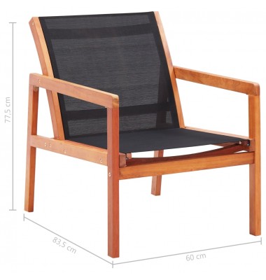  Sodo poilsio kėdė, juoda, eukalipto masyvas ir tekstilenas - Lauko kėdės - 7