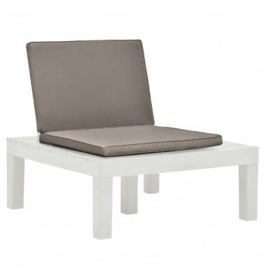  Sodo poilsio kėdė su pagalvėle, baltos spalvos, plastikas - Lauko kėdės - 1