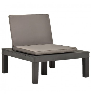  Sodo poilsio kėdė su pagalvėle, antracito spalvos, plastikas - Lauko kėdės - 1