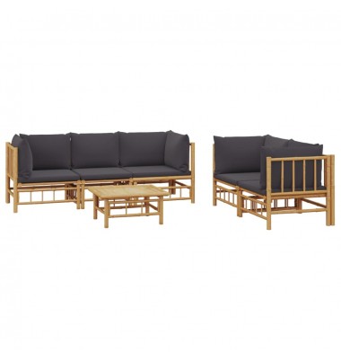  Sodo komplektas su pilkomis pagalvėlėmis, 6 dalių, bambukas - Lauko baldų komplektai - 3