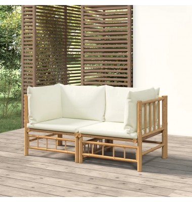  Kampinės sodo sofos dalys su pagalvėlėmis, 2vnt., bambukas - Lauko baldų komplektai - 1