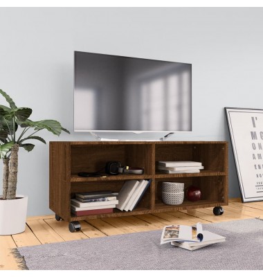  TV spintelė su ratukais, ruda ąžuolo, 90x35x35cm, mediena - TV spintelės - 1