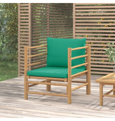  Sodo sofos dalis su žalios spalvos pagalvėlėmis, bambukas - Moduliniai lauko baldai - 1