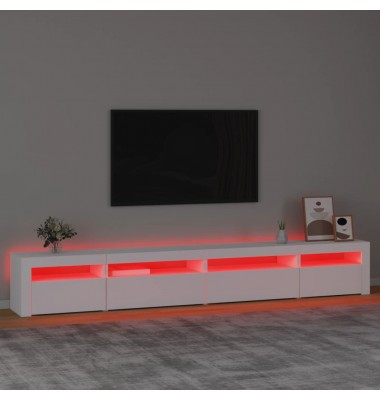  Televizoriaus spintelė su LED apšvietimu, balta, 270x35x40cm - TV spintelės - 5