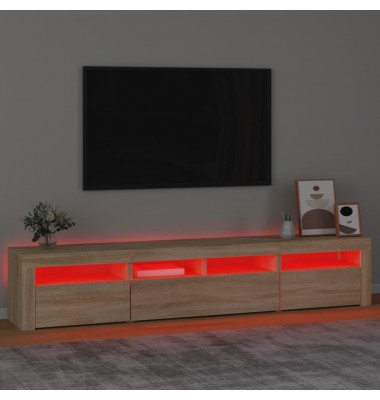  Televizoriaus spintelė su LED apšvietimu, ąžuolo, 210x35x40cm - TV spintelės - 5