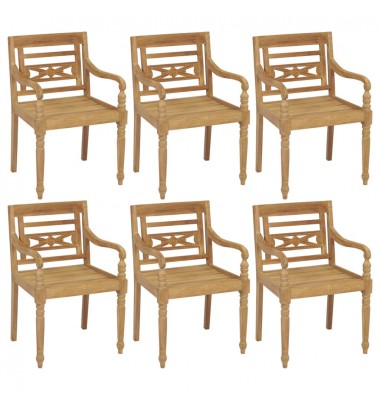  Batavia kėdės, 6vnt., tikmedžio medienos masyvas (3x43051) - Lauko kėdės - 1