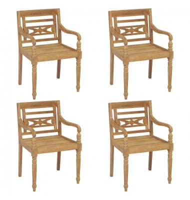  Batavia kėdės, 4vnt., tikmedžio medienos masyvas (2x43051) - Lauko kėdės - 1