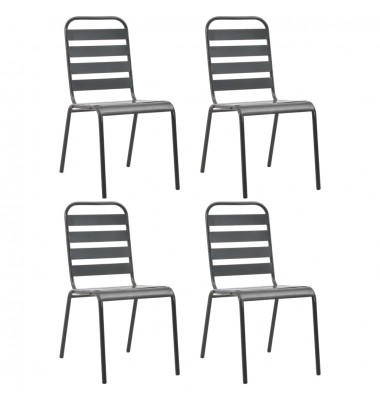  Lauko kėdės, 4vnt., pilkos, plienas, lentjuosčių dizaino - Lauko kėdės - 1