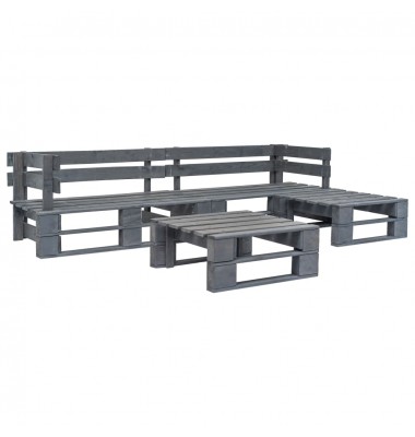  Sodo baldų komplektas iš palečių, 4 dalių, pilkas, mediena - Lauko baldų komplektai - 1