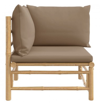  Kampinė sodo sofos dalis su taupe pagalvėlėmis, bambukas - Moduliniai lauko baldai - 4