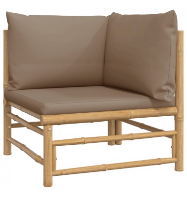  Sodo komplektas su taupe pagalvėlėmis, 4 dalių, bambukas - Lauko baldų komplektai - 4