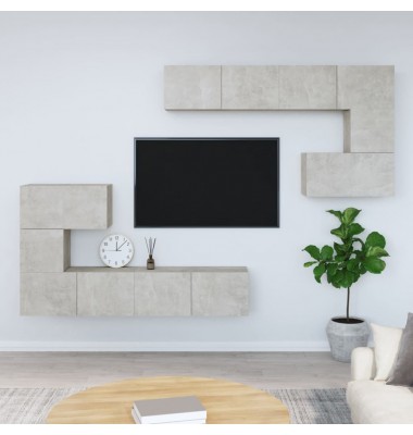  Sieninė televizoriaus spintelė, betono pilka, apdirbta mediena - TV spintelės - 1