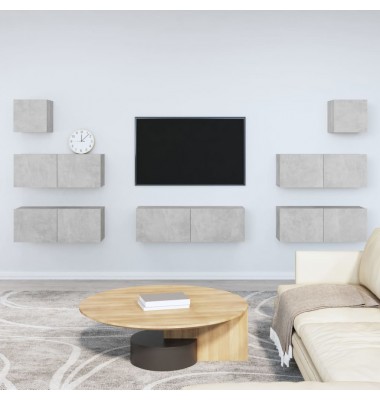  TV spintelių komplektas, 7 dalių, betono pilkas, mediena - TV spintelės - 1
