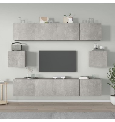  TV spintelių komplektas, 6 dalių, betono pilkas, mediena - TV spintelės - 1