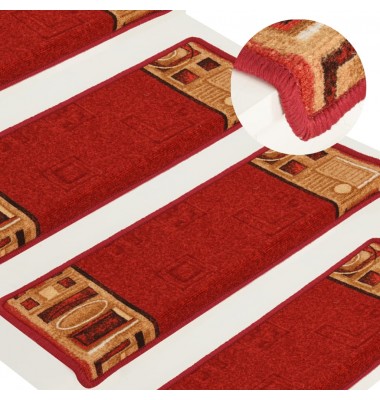  Lipnūs laiptų kilimėliai, 15vnt., raudonos spalvos, 65x25cm - Laiptų kilimėliai - 1