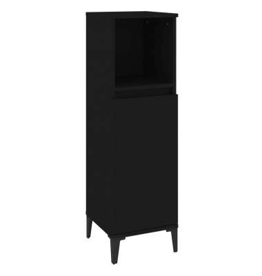 Vonios kambario spintelė, juoda, 30x30x100cm, apdirbta mediena - Vonios baldų komplektai - 1