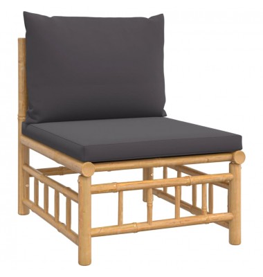  Sodo komplektas su pilkomis pagalvėlėmis, 3 dalių, bambukas - Lauko baldų komplektai - 5