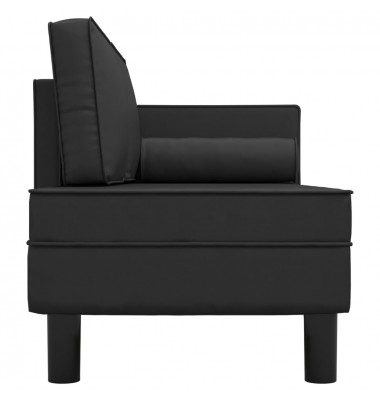  Poilsio sofa su pagalvėmis ir ilga pagalve, juoda, dirbtinė oda - Sofos, sofos-lovos - 4