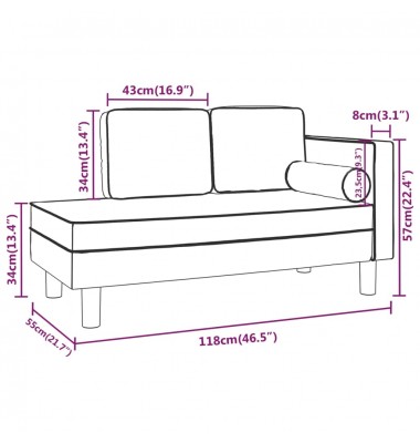  Poilsio sofa su pagalvėmis ir ilga pagalve, juoda, dirbtinė oda - Sofos, sofos-lovos - 9