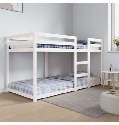  Dviaukštė lova, balta, 90x200cm, pušies medienos masyvas - Lovos - 1