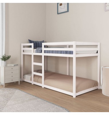  Dviaukštė lova, balta, 90x200cm, pušies medienos masyvas - Lovos - 3
