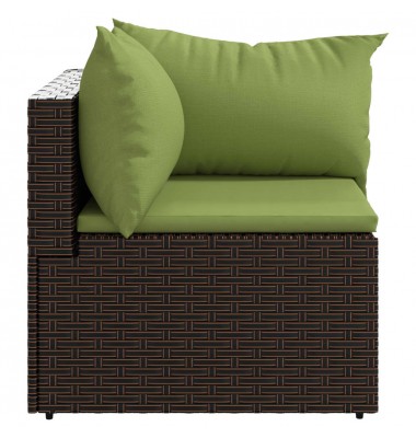  Kampinės sofos dalys su pagalvėlėmis, 2vnt., rudos, poliratanas - Lauko sofos, lovos - 4