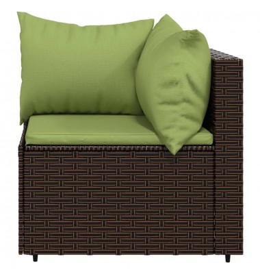  Kampinės sofos dalys su pagalvėlėmis, 2vnt., rudos, poliratanas - Lauko sofos, lovos - 5