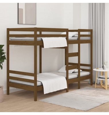  Dviaukštė lova, medaus ruda, 90x190cm, pušies medienos masyvas - Lovos - 1