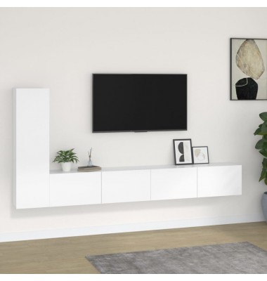  Televizoriaus spintelių komplektas, 3 dalių, baltas, mediena - TV spintelės - 1