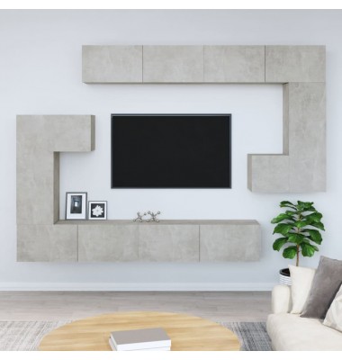  Sieninė televizoriaus spintelė, betono pilka, apdirbta mediena - TV spintelės - 1